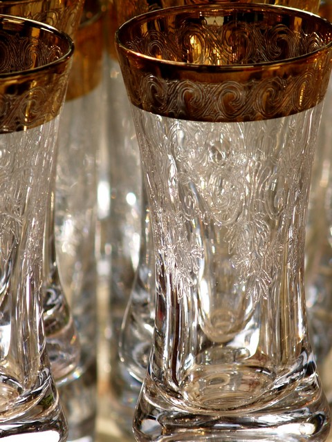 Bleikristallgläser Murano Medici Goldrand Sektgläser Vintage vergoldet Champagnerflöten