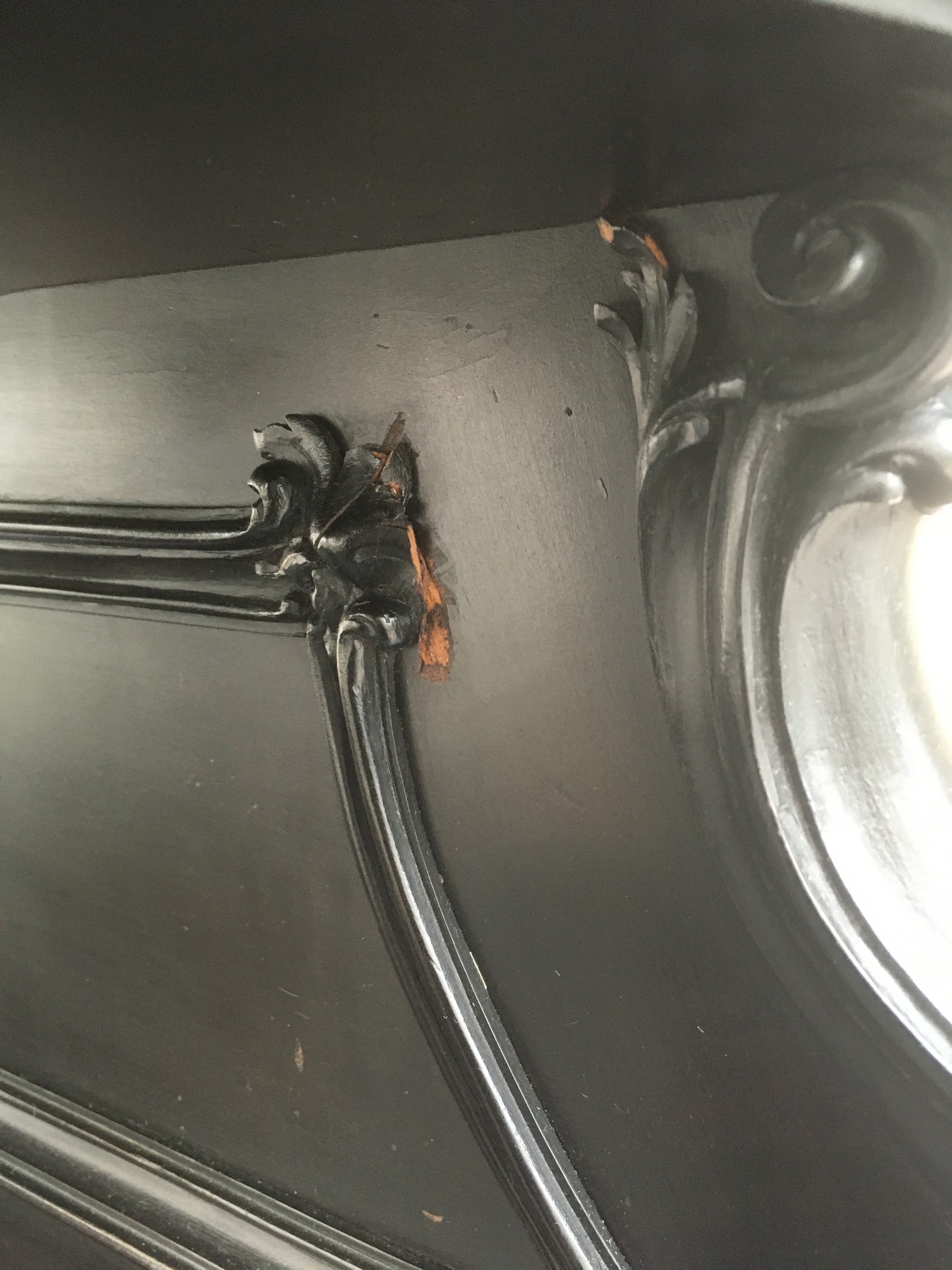 Vertiko antik schwarz Schrank Antiquität Möbel 1980 Planschrank Küchenschrank