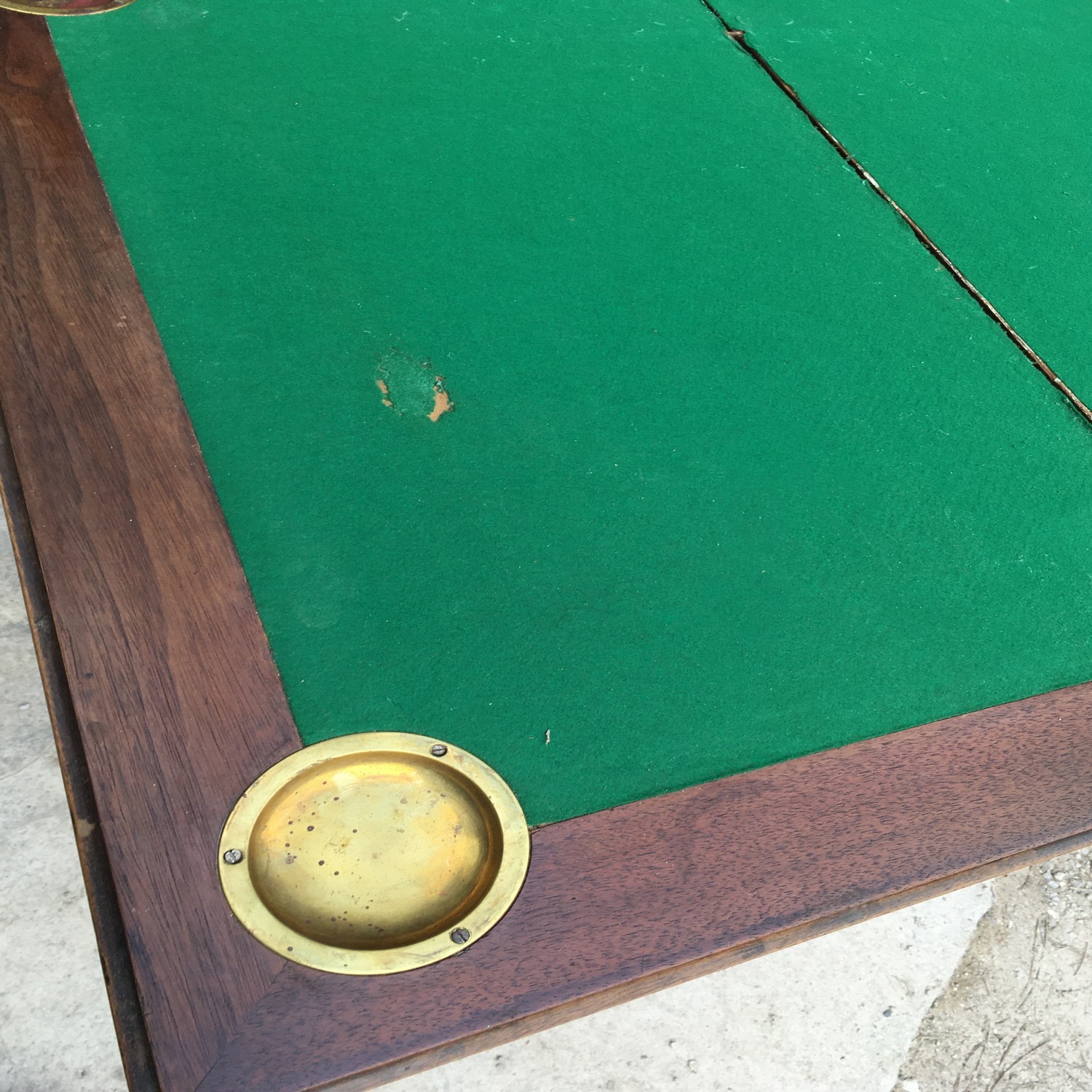 Antiker Spieltisch Historismus um 1880 Schreibtisch aufklappbar Konsole Massivholz Messing Pokertisch