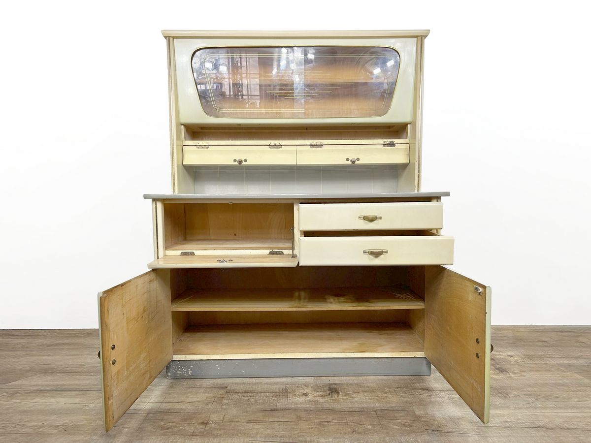 Vintage Küchenschrank Kredenz Mid Century Pastell Grünblau Creme