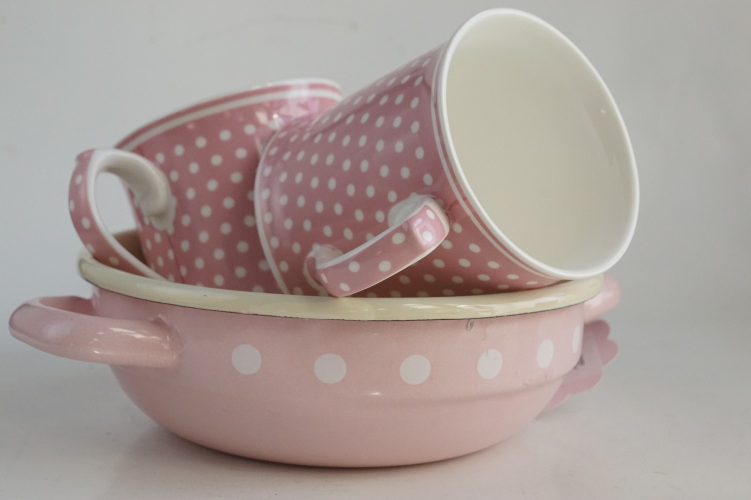 Teetasse Kaffeebecher groß Porzellan Polka Dots pink rosa Isabelle Rose 380 ml