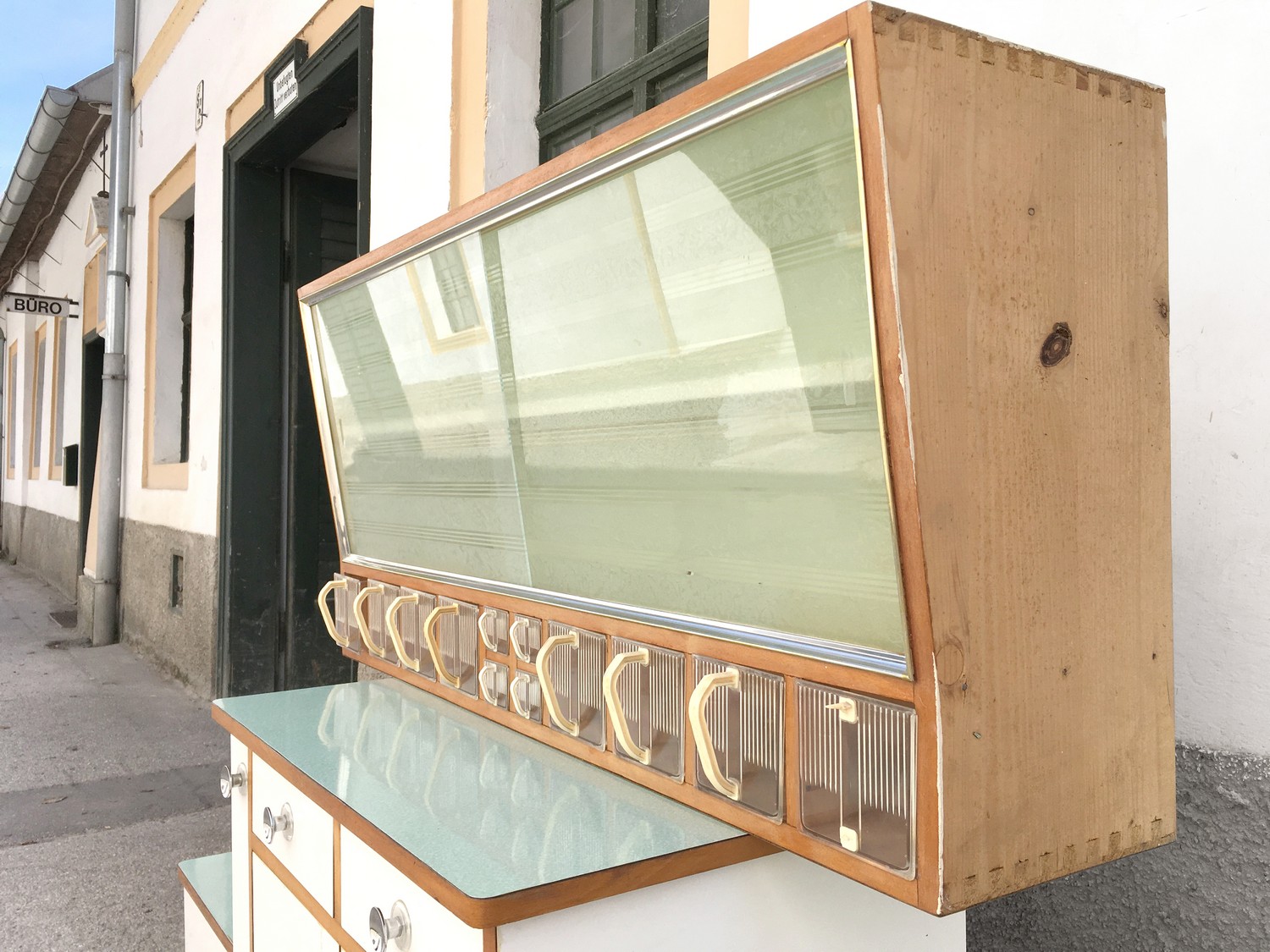 Küchenschrank Vintage Schütten Küche Regal Vitrine Pastell 50er-Jahre 60er-Jahre