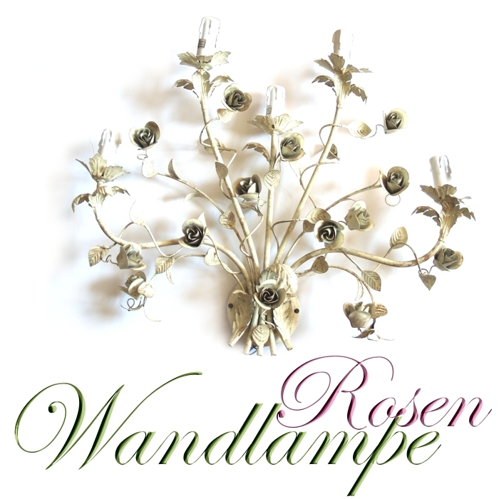 Wandlampe 5-flammig Rosen Blätter großer Wandleuchter weiß creme Shabby Chic Shabby Chic Wandlampe