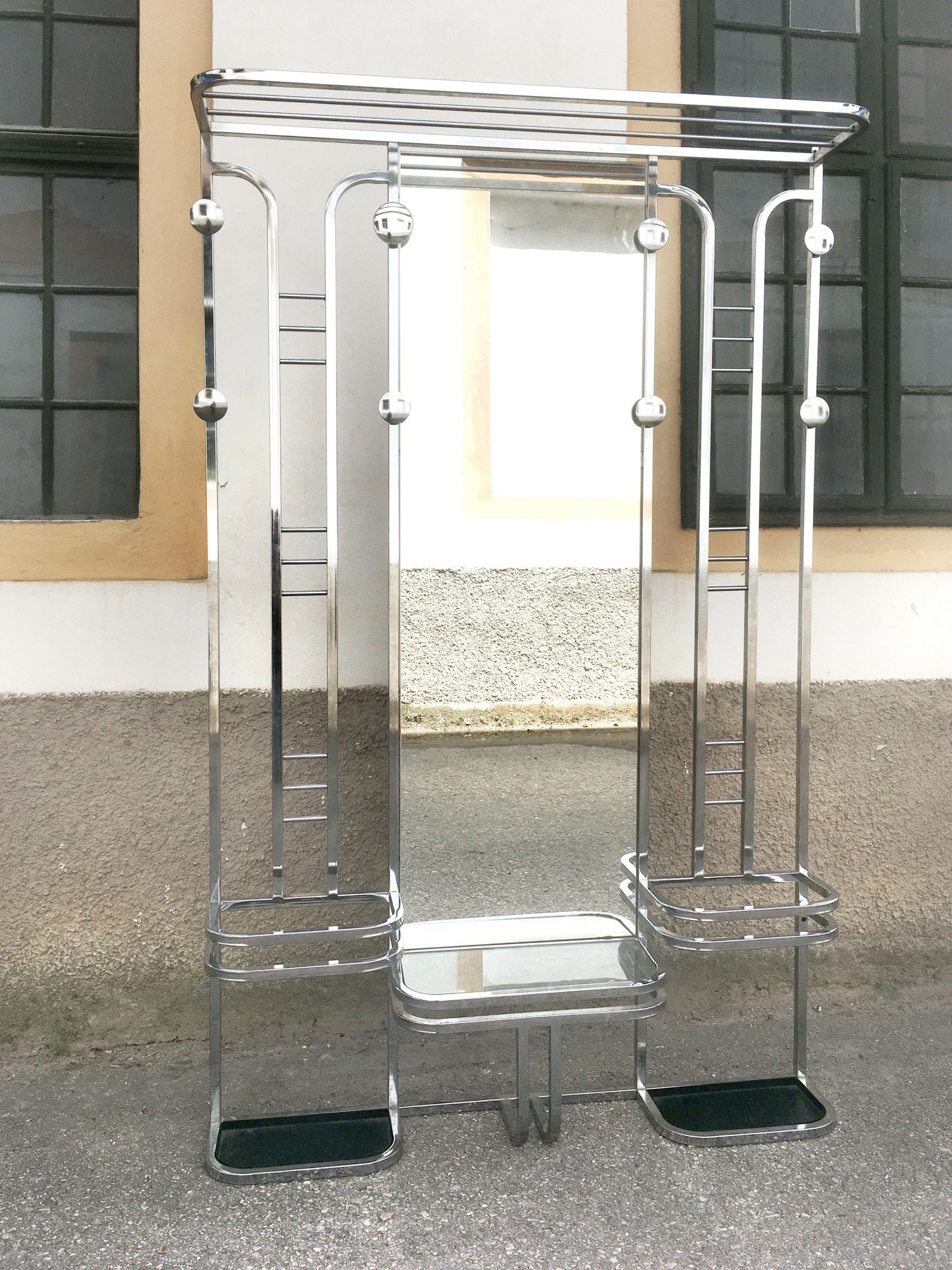 Garderobe Garderobenwand Art Deco Metall Chrom