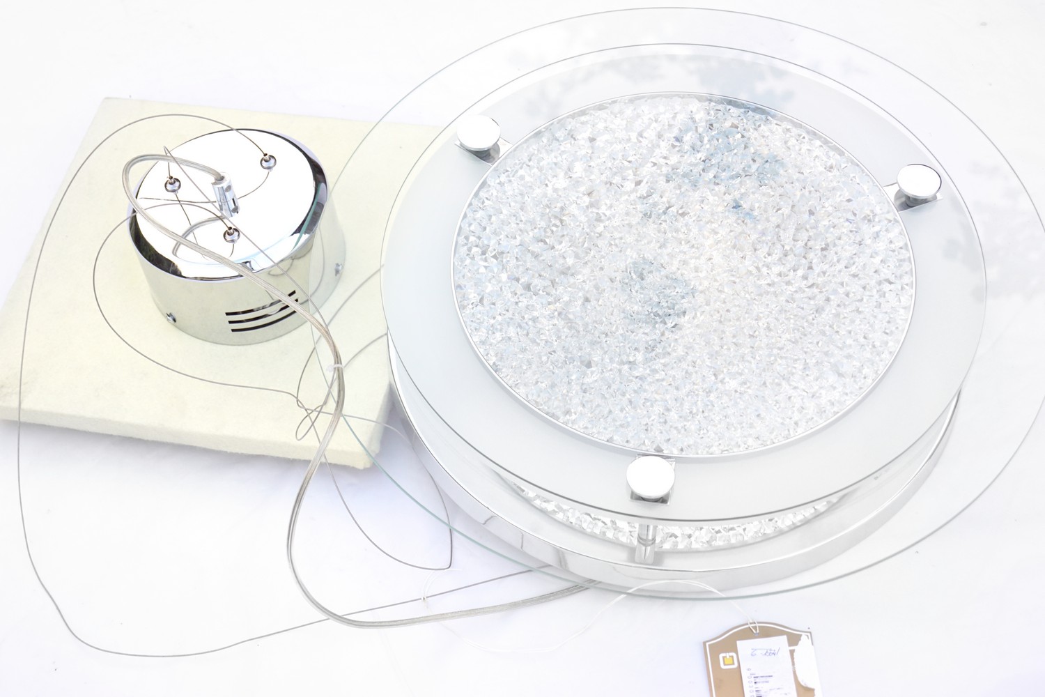 Leuchter Bleikristalle gefüllt Clia Orion Wien Hängelampe Chrom Pendellampe Glas modern befüllt Crystals