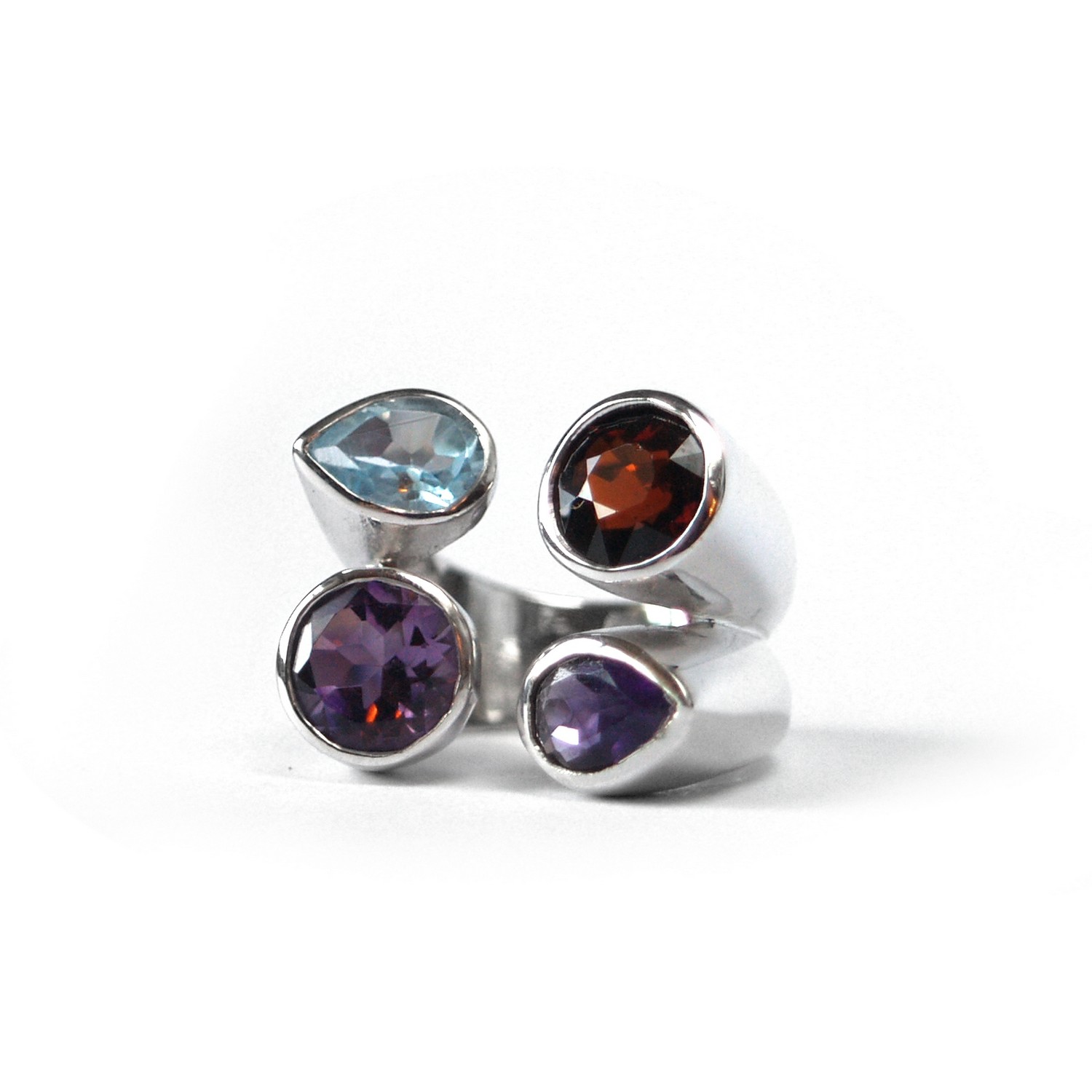 Ring 925 Silber Schmuck Aquamarin Amethyst Granat Steine handgefertigt