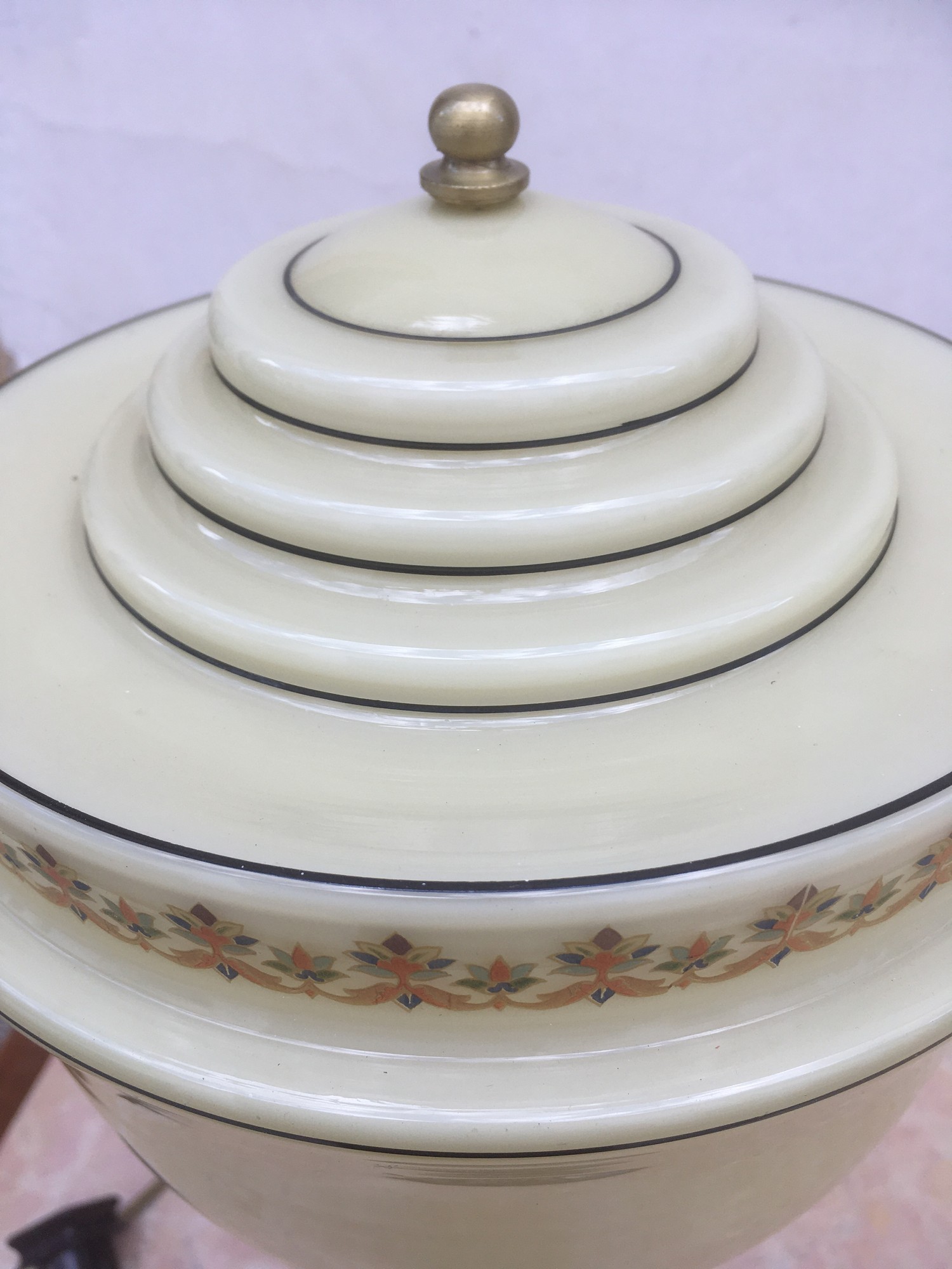 Tischleuchter antik Artdeco Lampe creme schwarz