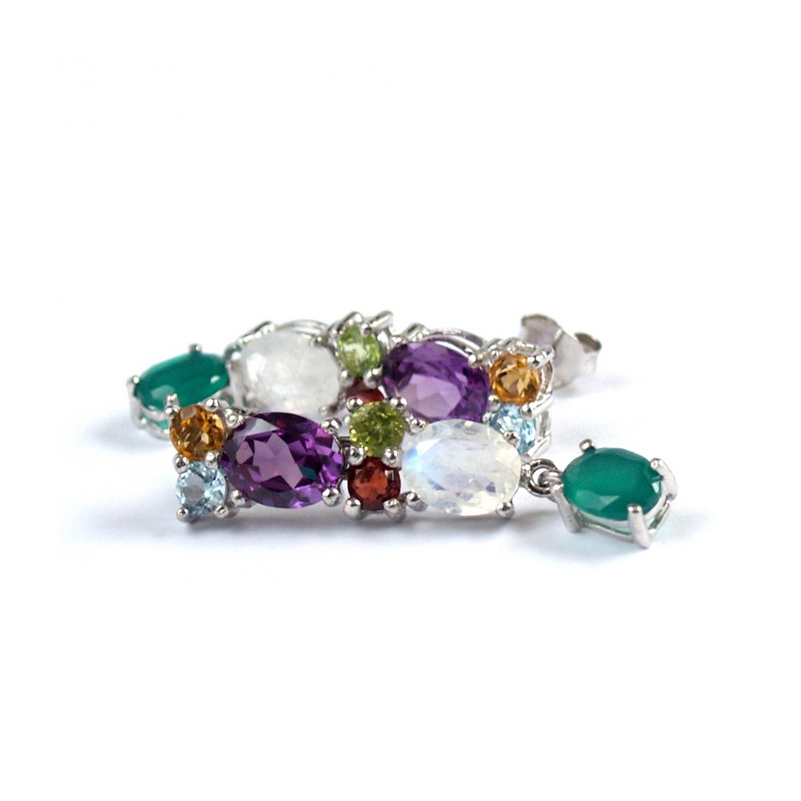 Ohrstecker 925 Silber echte Edelsteine traumhafter Schmuck Multicolor Ohrstecker 925 Silber