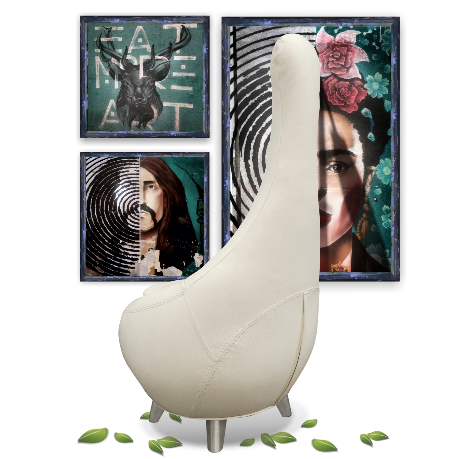 Bretz Sessel Jeannie Leder weiß creme Stuhl Designklassiker gebraucht