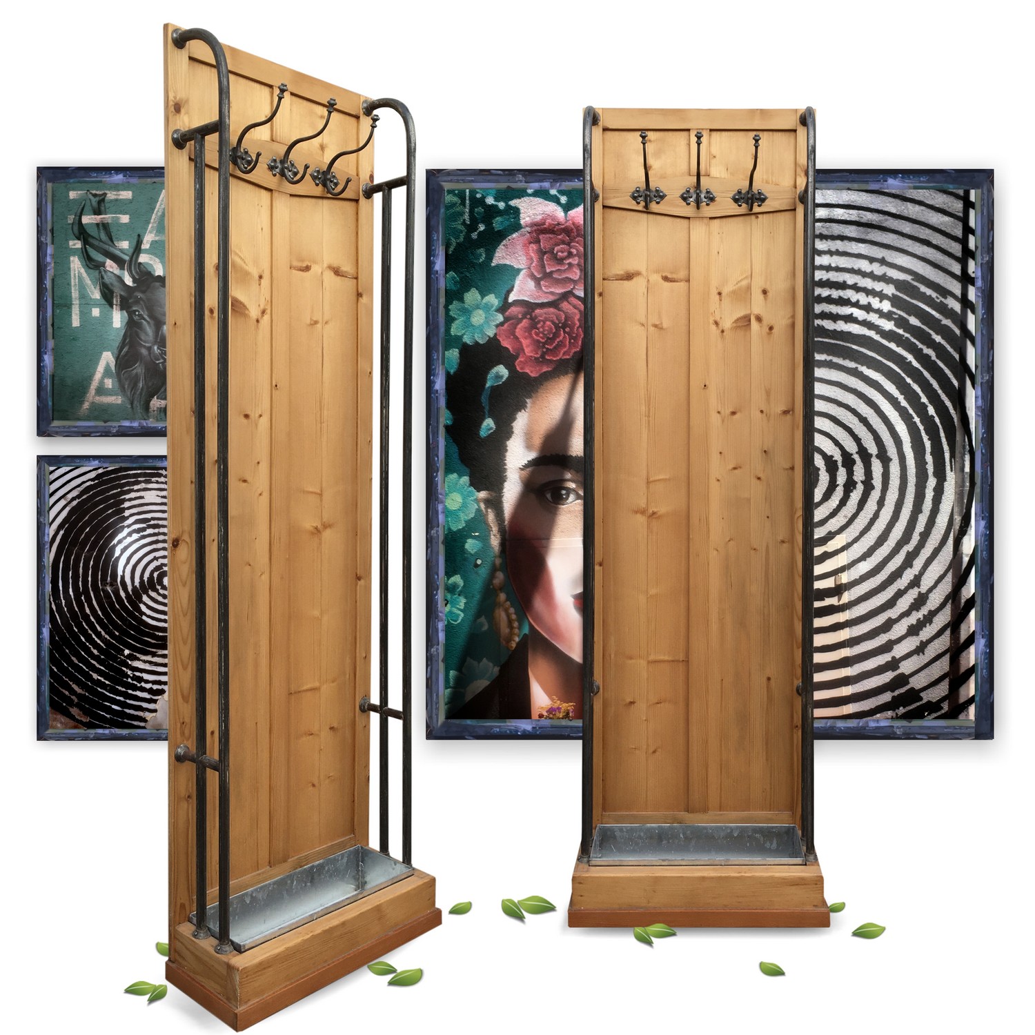 Garderobe Garderobenwand antik Weichholz Garderobenpaneel Garderobenwand antik Jugendstil saniert Weichholz Kleiderhaken Landhausmöbel