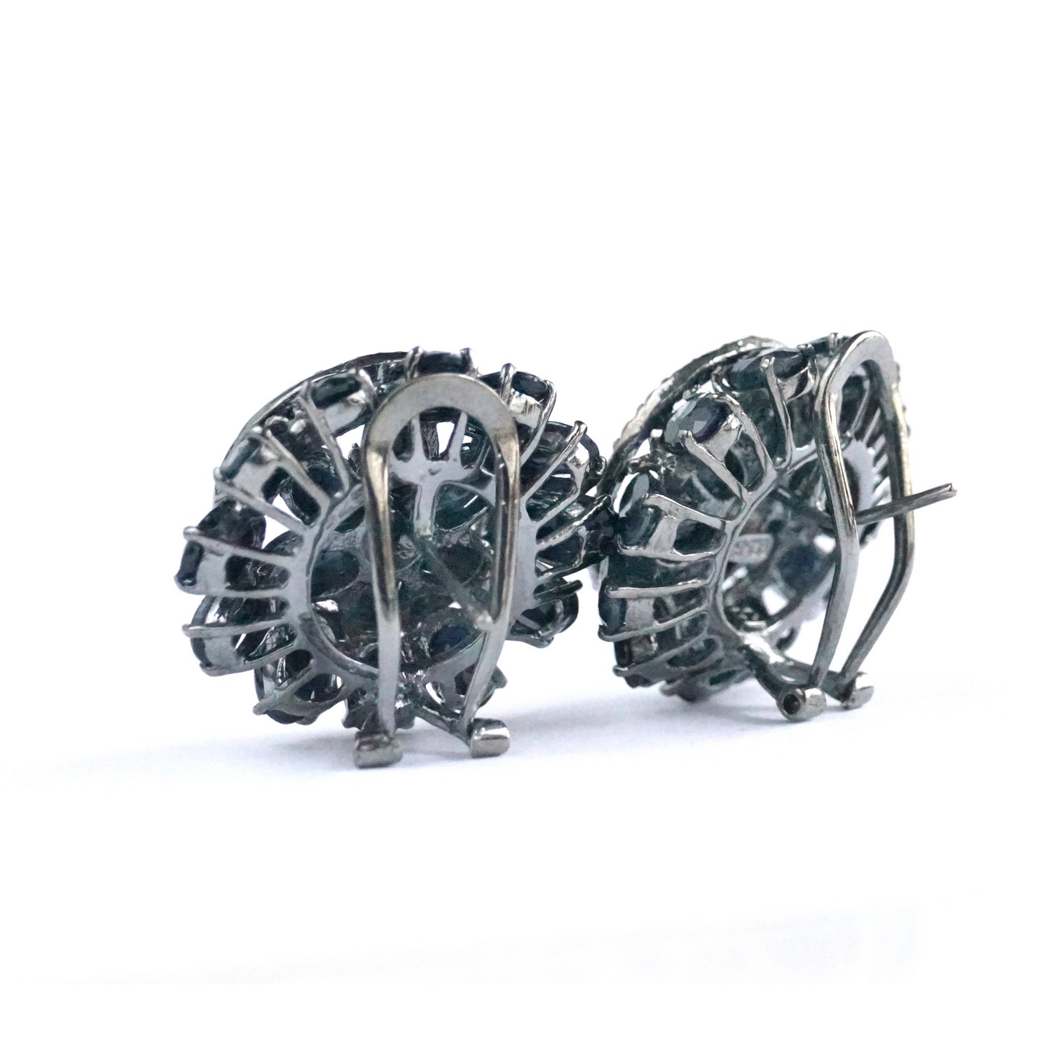 Ohrstecker Silber 925 schwarz Saphire edel Handarbeit