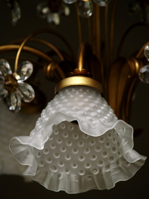 Luster Leuchter Hängelampe goldfarben Glas