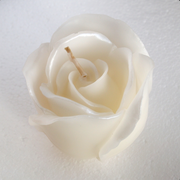 Kerze Tafelkerze Verlobung Hochzeit Festtafel große Rose perlmutt / silberglanz perlmutt / silberglanz Kerze Rose