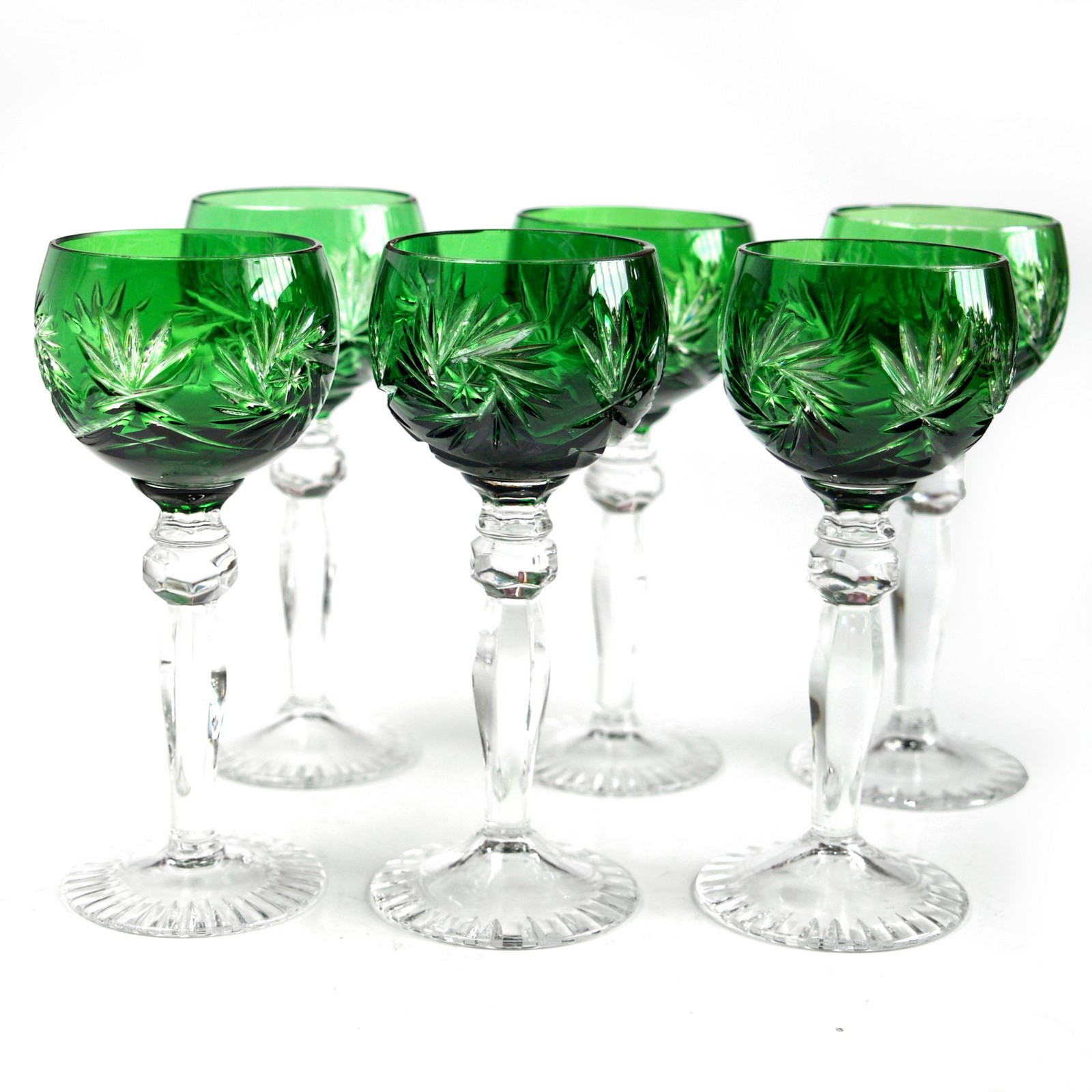 Likörgläser Bleikristall Gläser Set 6 Stk. grünes Überfangglas Bleikristall Likoerglas