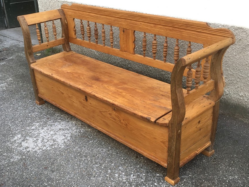 Küchenbank Sitzbank Vintage antike Vollholz Küchensitzbank 1840 truhenbank restauriert