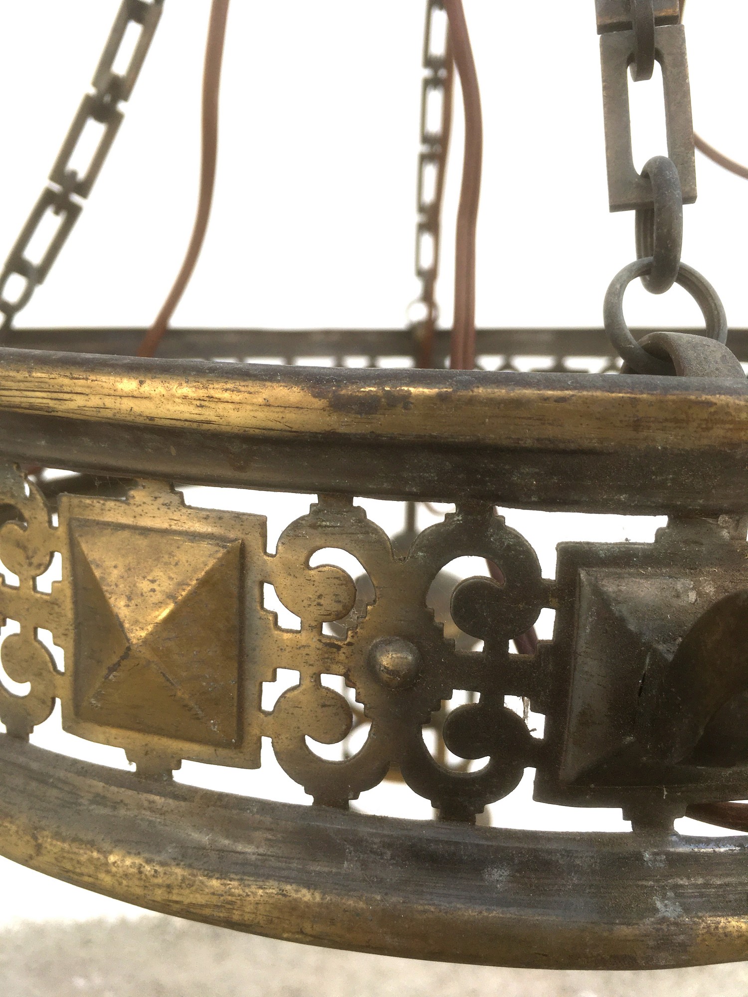 Kronleuchter Vintage Luster Messing antik Leuchter mit Laternen Industrialdesign Antiquität