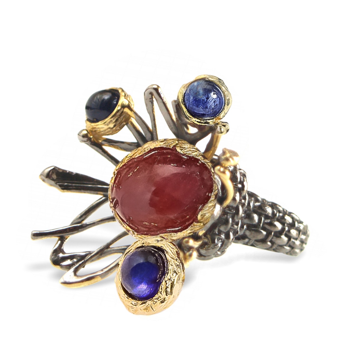 Ring 925 Silber Edelsteine Saphir Rubin Ring Rubin