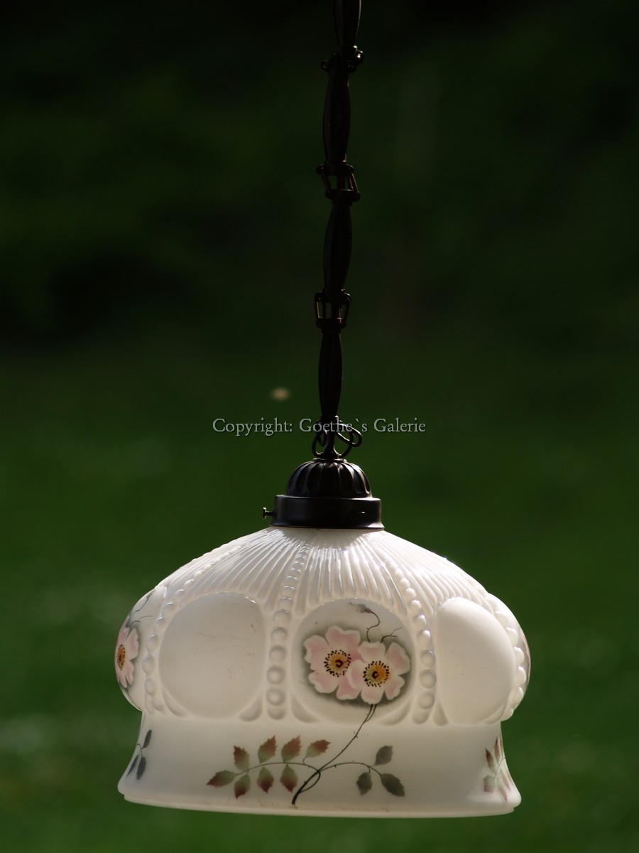 Hängelampe Glas Rosenornamente antik Shabby Chic Luster Hängelampe Glas Rosenornamente