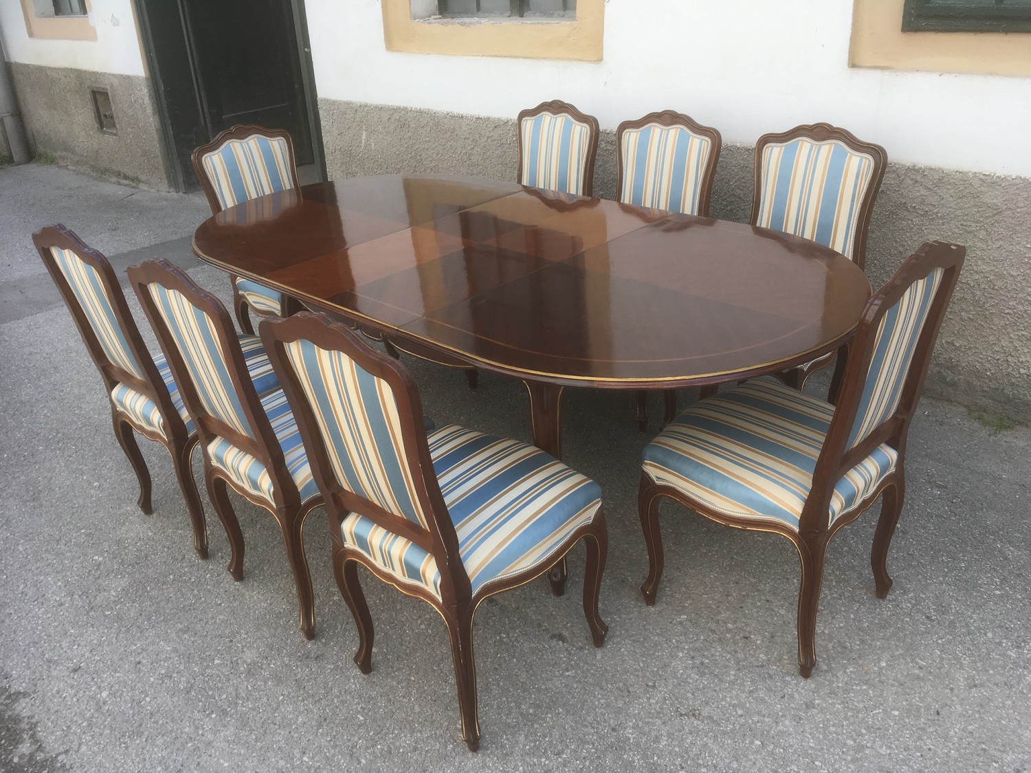 Esstischgruppe Tisch Stühle Set ausziehbar Barockstil Vintage