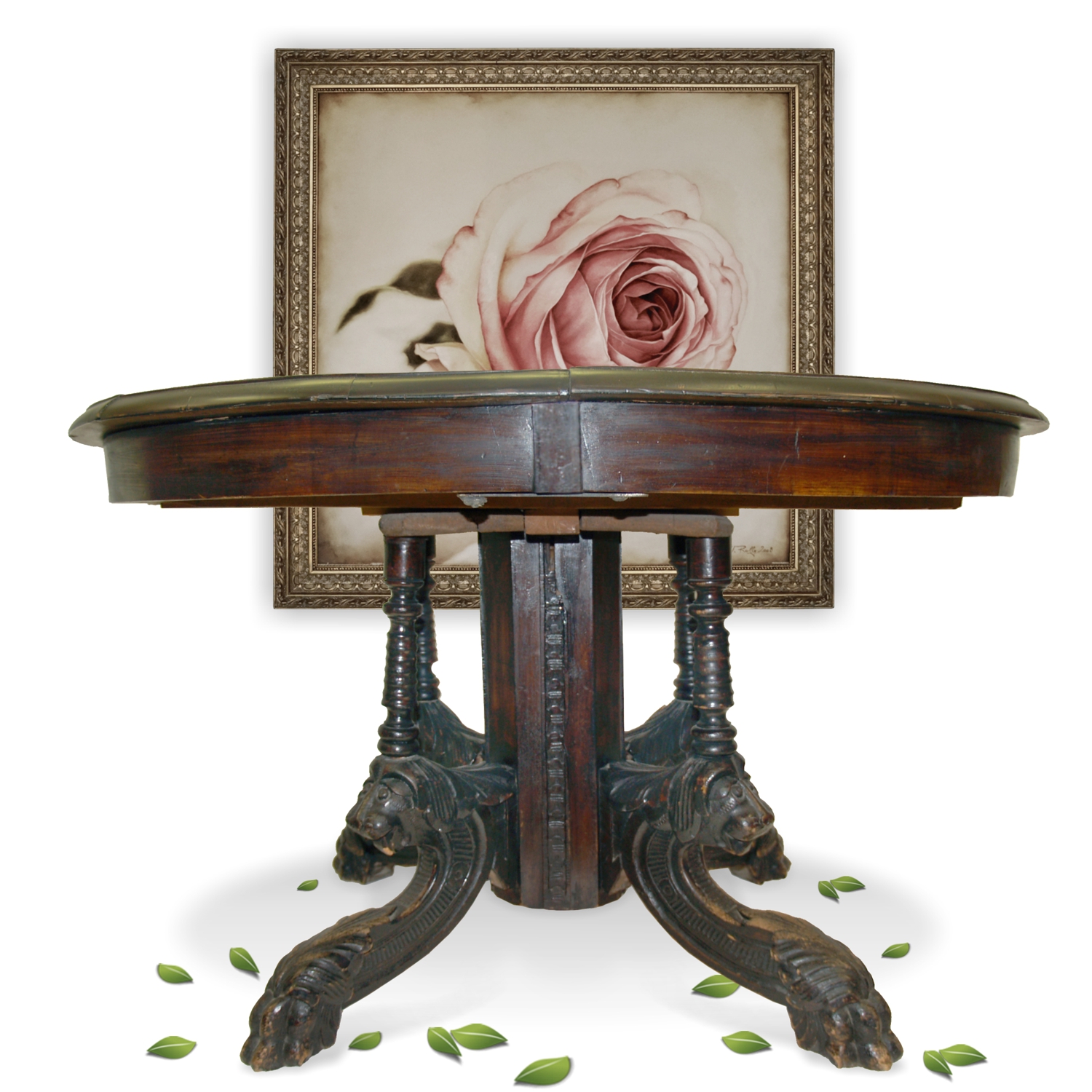 antiker Tisch geschnitzt Staffage Löwen Esstisch Speisetisch Antiker Speisetisch Löwenköpfe Löwentatzen Renaissance