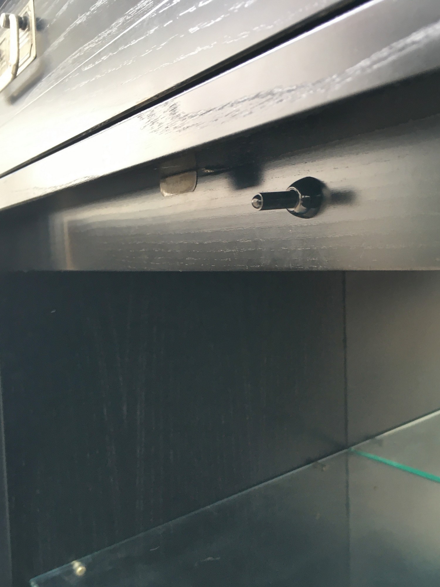 Jugendstil Vertiko Barschrank Stilmöbel schwarz Bleiverglasung SELVA Italy Kommode