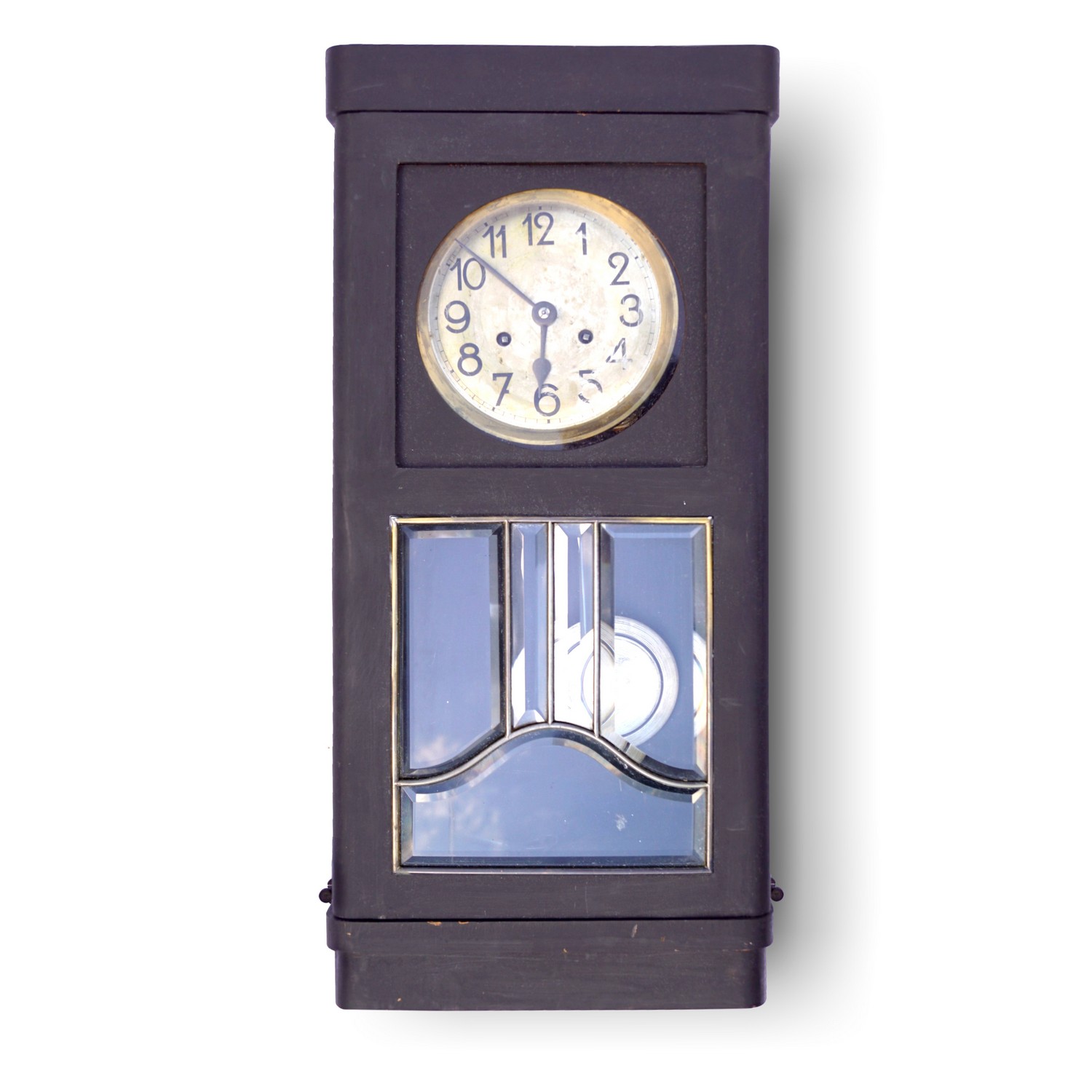 Antike Wanduhr Jugendstil Bleiglas Pendeluhr um 1890-1920 antike Wanduhr Jugendstil Adler Uhrwerk 1901 Otto Wytrlik Design Junghans Regulator