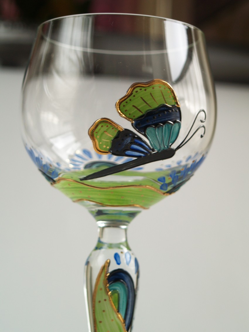 Weingläser Nagel Traumwelten Poesie Schmetterling