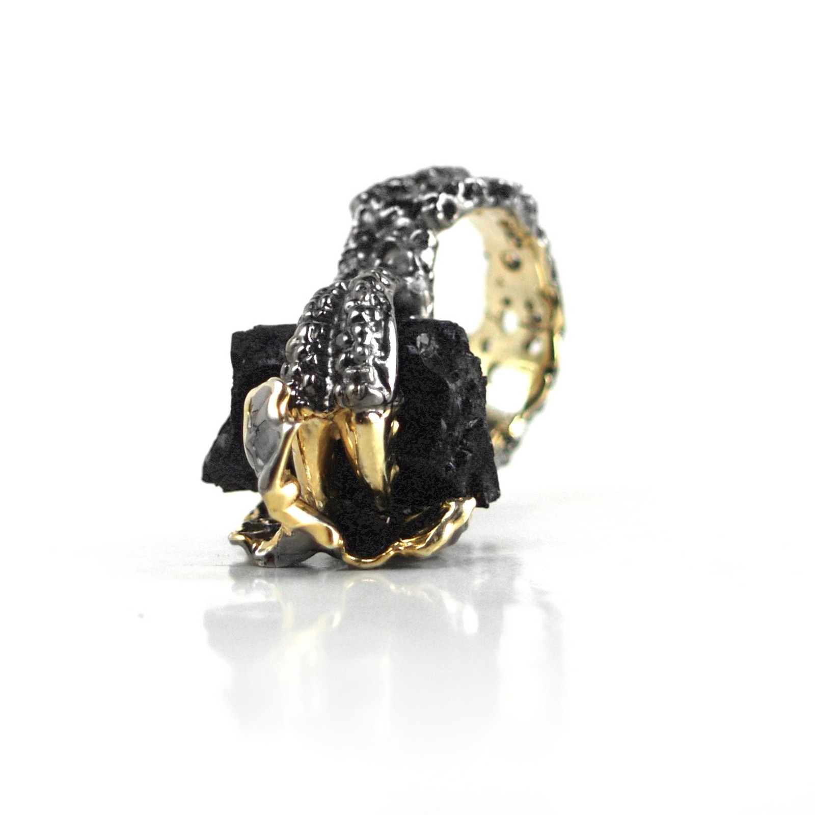 Ring 925 Silber Edelstein schwarz Turmalin