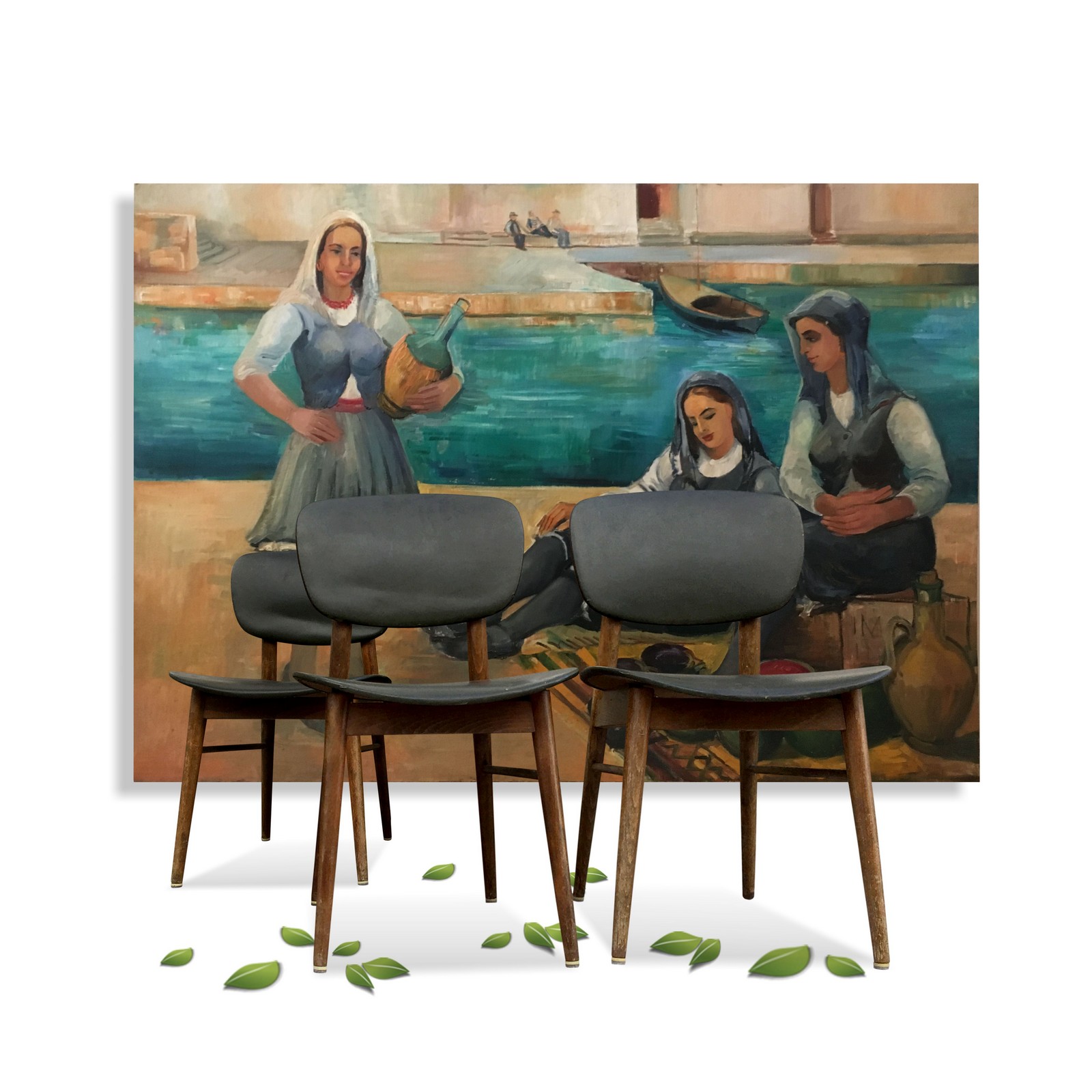 Großes Ölbild Frauen Gemälde 190 x 130 cm "La Dolce Vita am Wasser"