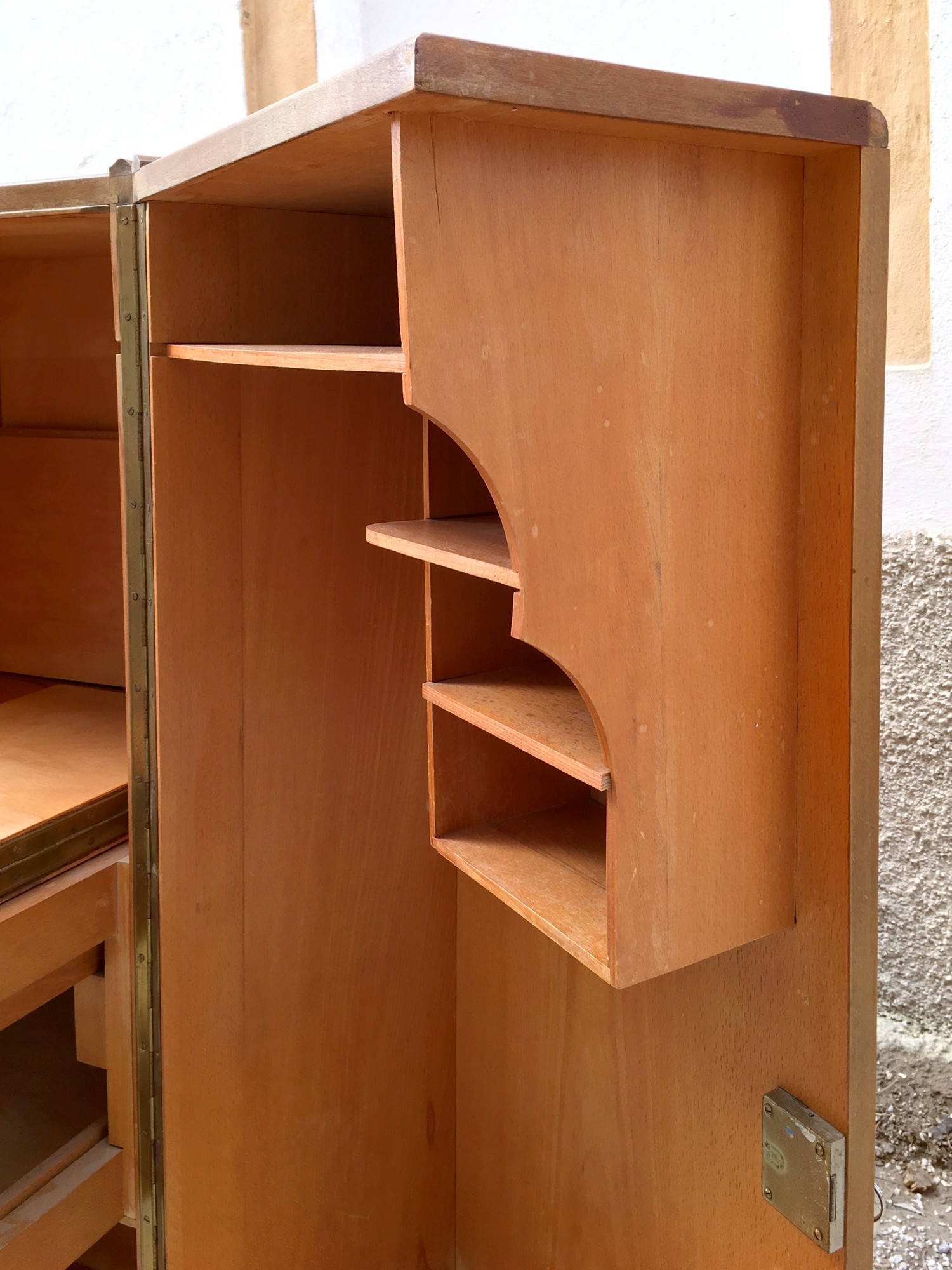 Hausbüro Schrankbüro antik Vollholz Vintage Schrank Büroschrank Möbel 60er-Jahre Midcentury Schreibmeier Schreibmayer Schreibmayr Wien