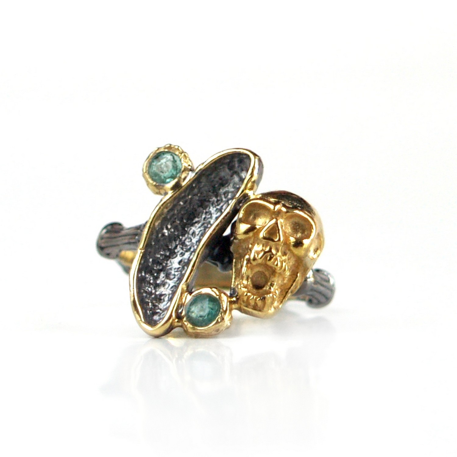 Ring 925 Silber Edelsteine Smaragd Totenkopf handgefertigt Ring 925 Silber Edelsteine Smaragd Totenkopf handgefertigt