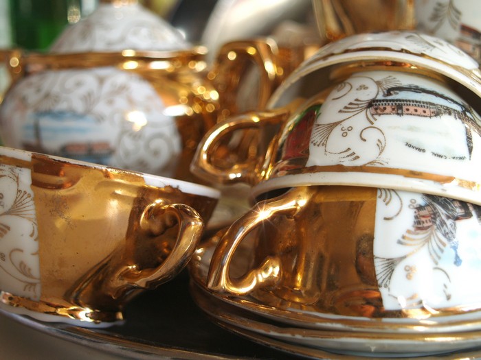 Vergoldetes Porzellan Vintage Bavaria