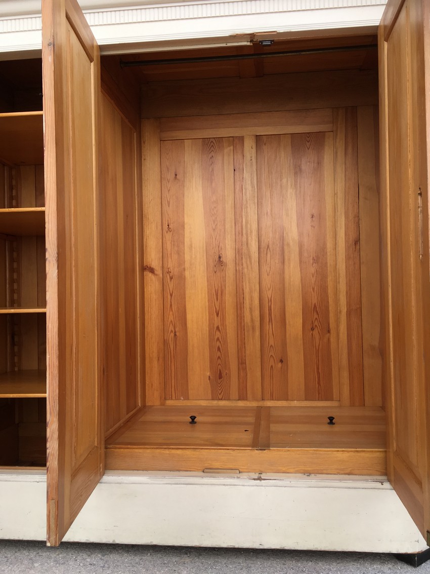 Dielenschrank Garderobe antik Vintage Creme Shabby Chic Jugendstil Vollholz Möbel antik