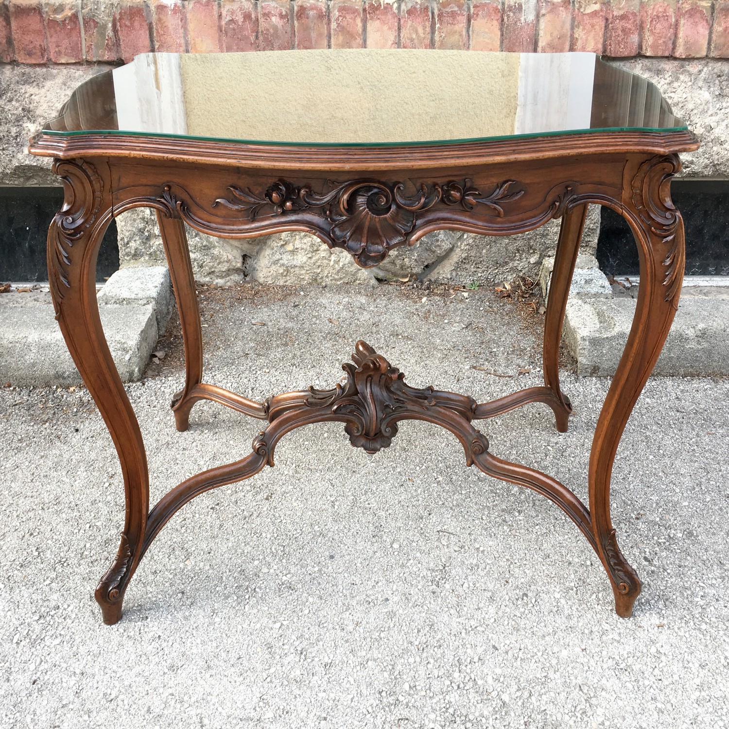 Tisch antik Salontisch Glasplatte Wiener Barock Pfeiferlbarock original