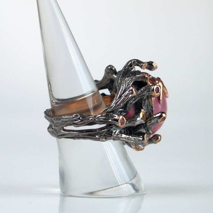 Ring 925 Silber Handarbeit Edelstein Rubin "Korallen" handgefertigt