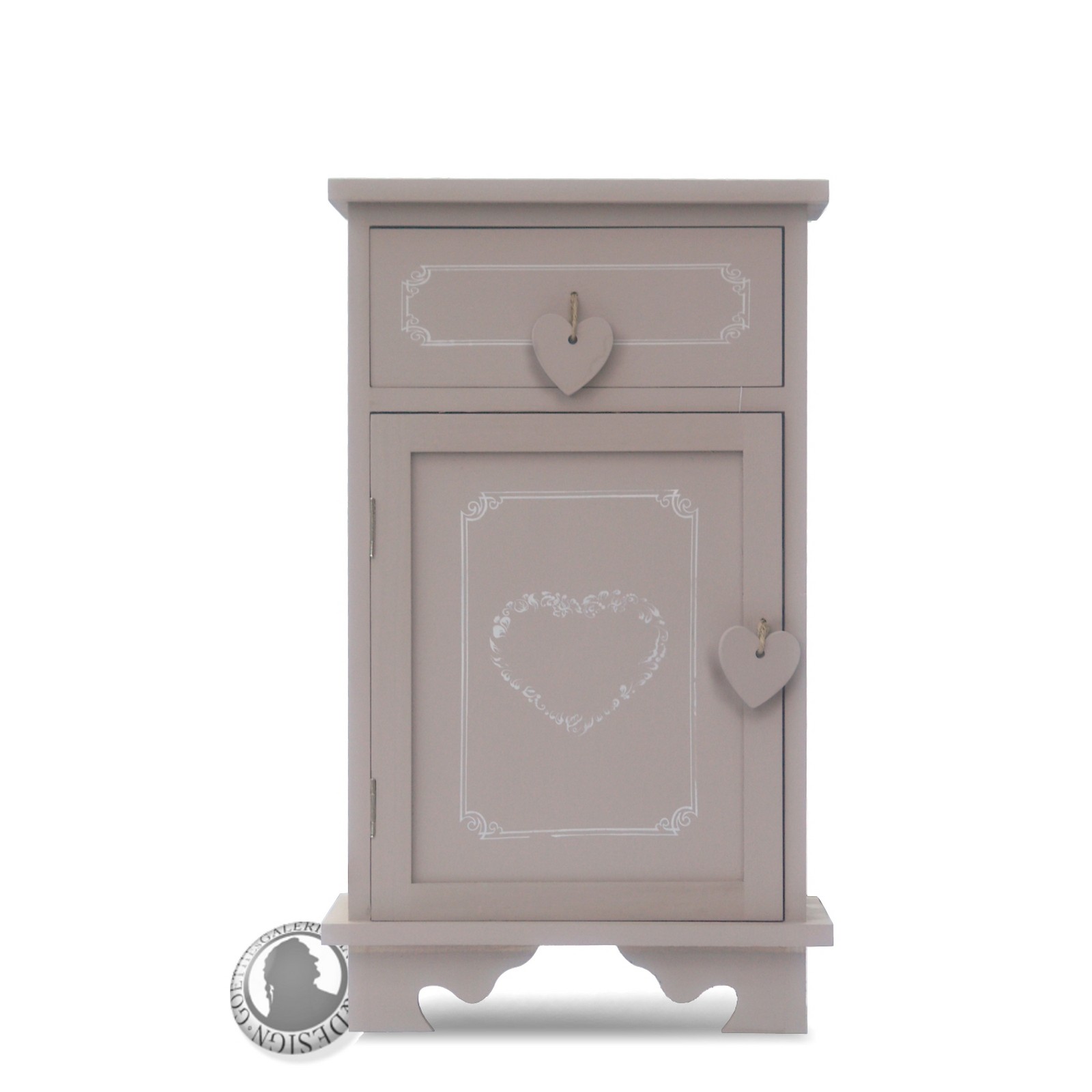 Kommode Beistelltisch Lade Herz Clayre & Eef Vintage creme Herz Möbel Nachtschrank Clayre Eef