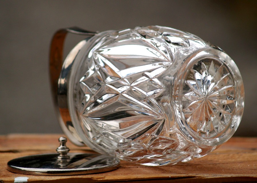 Keksdose antike Deckeldose Vintage Bonboniere Dose Kristallglas Zuckerdose antik