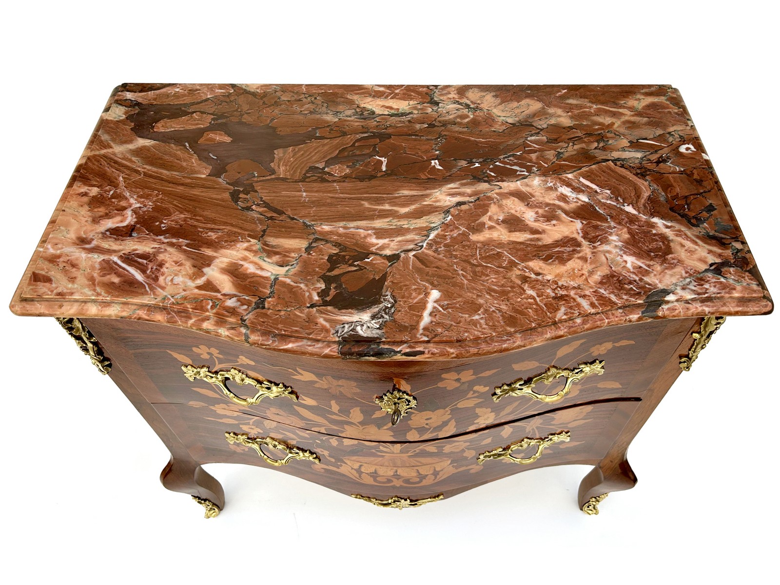 Französische Kommode Louis XV Rokoko Stil Marmorplatte