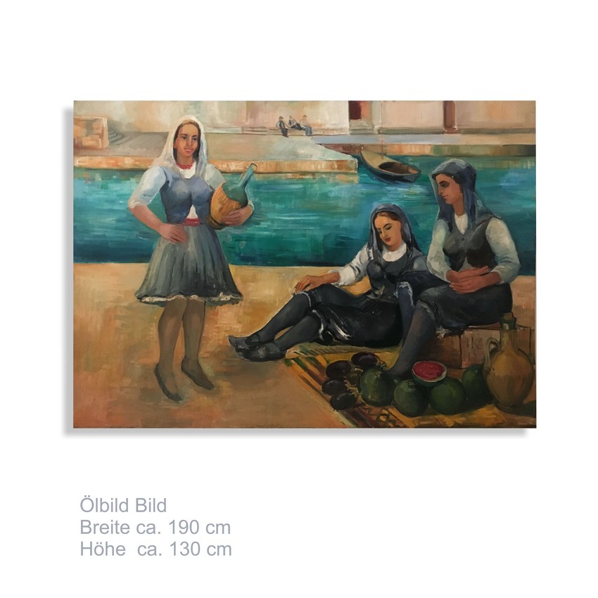 Großes Ölbild Frauen Gemälde 190 x 130 cm "La Dolce Vita am Wasser"