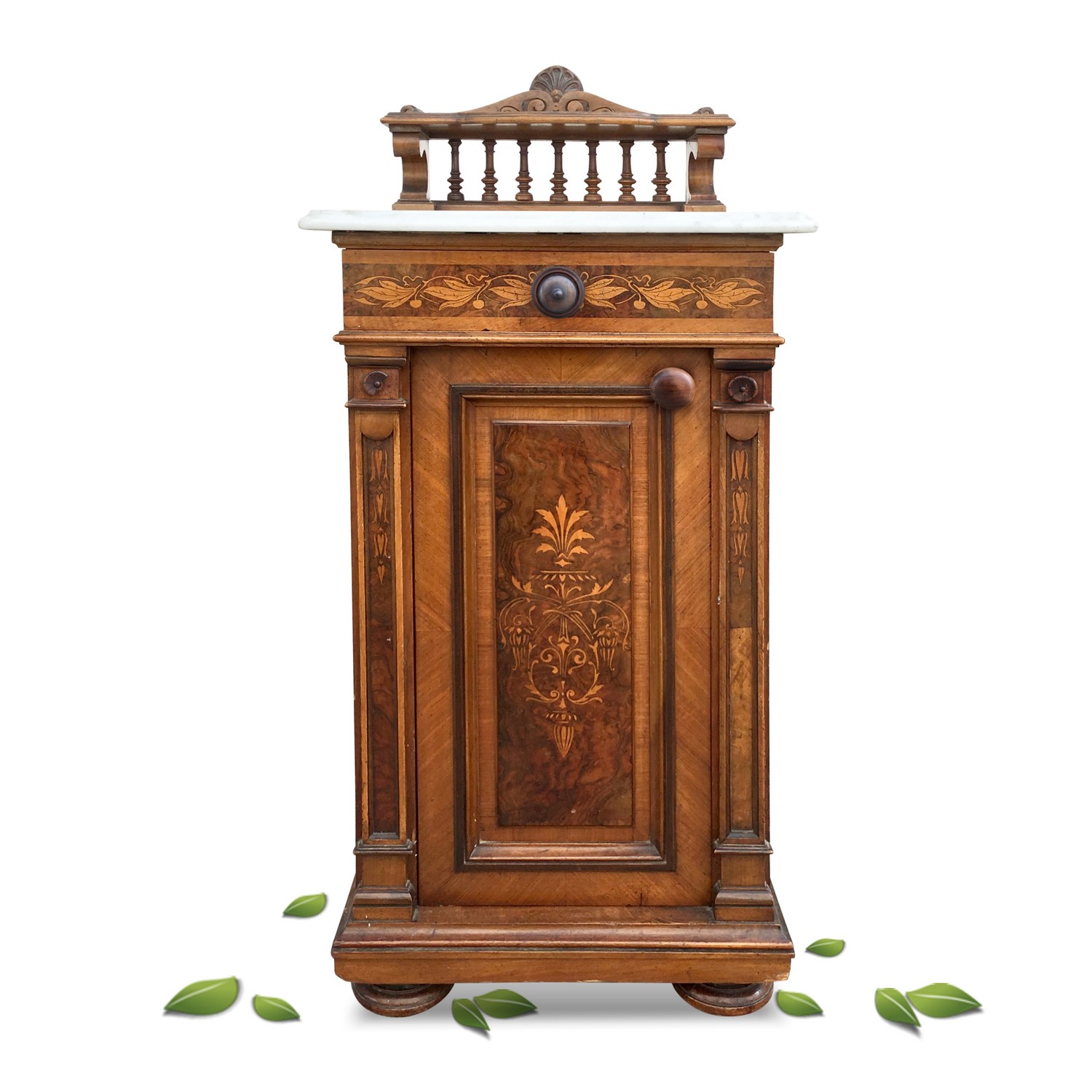 Schrank Marmor Nuss Intarsien