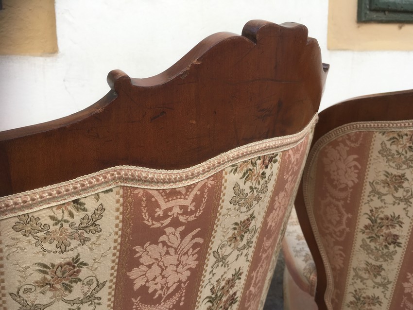 Louis Philippe Armlehnstuhl antik Sessel Biedermeier Intarsien