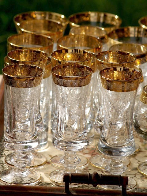 Bleikristallgläser Murano Medici Goldrand Sektgläser Vintage vergoldet Champagnerflöten