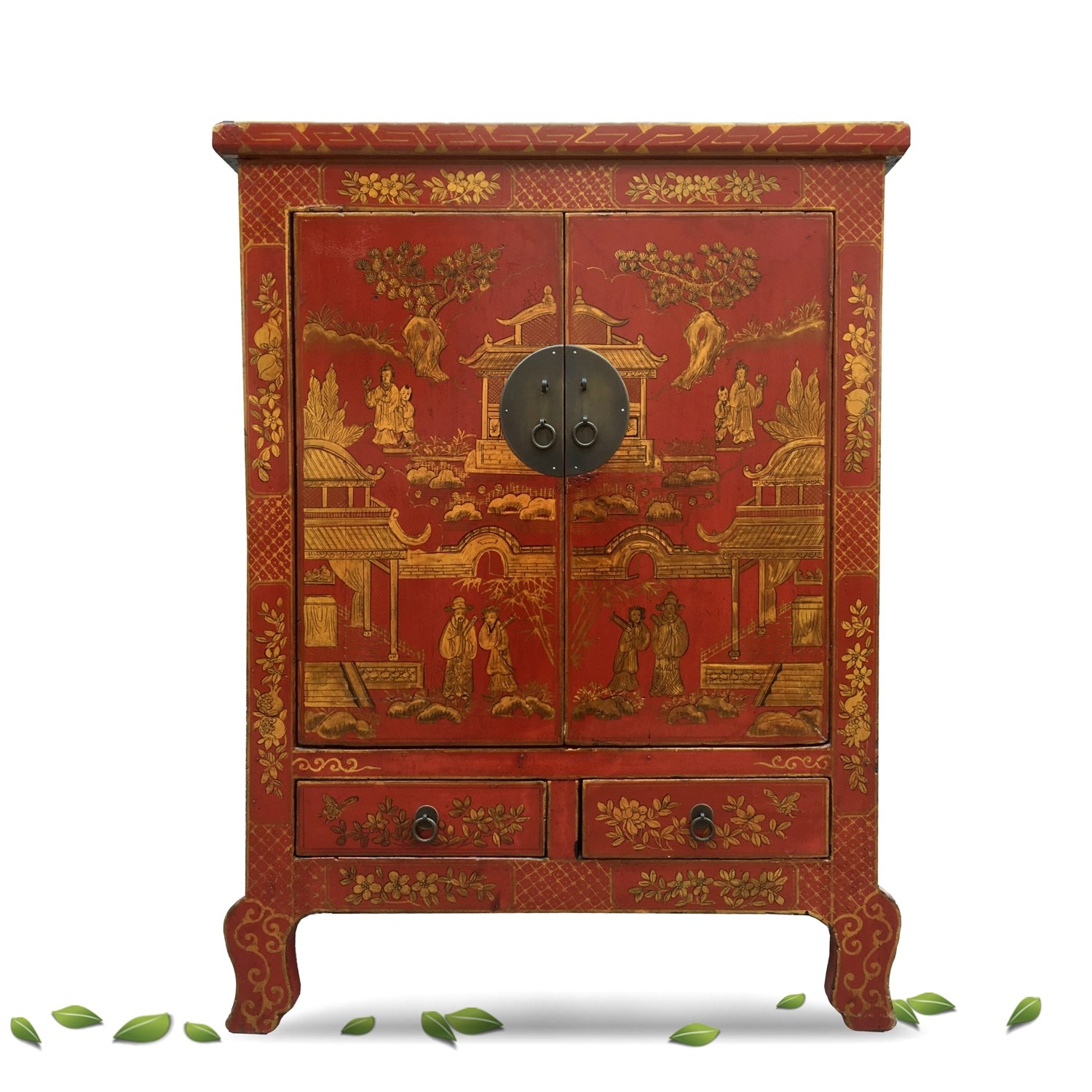 Hochzeitsschrank China rot gold Mönche Asia Schrank Kommode Hochzeitsschrank China rot gold Mönch