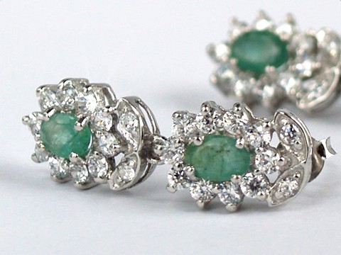 Smaragd Ohrstecker 925 Silber