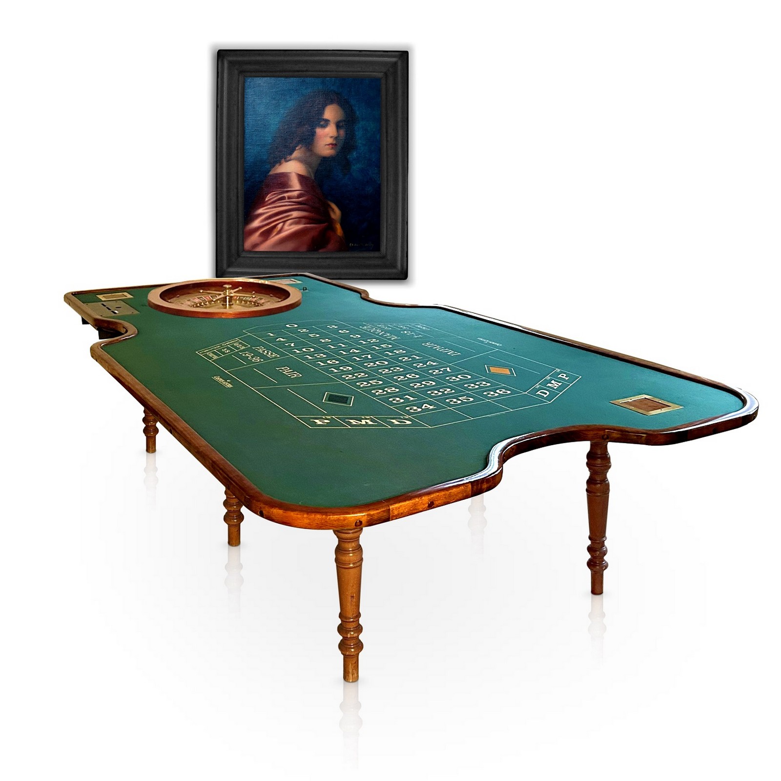 Roulette-Tisch Casino Roulette-Rad Caro Paris Spieltisch antik Casino Roulette Kessel Caro Paris