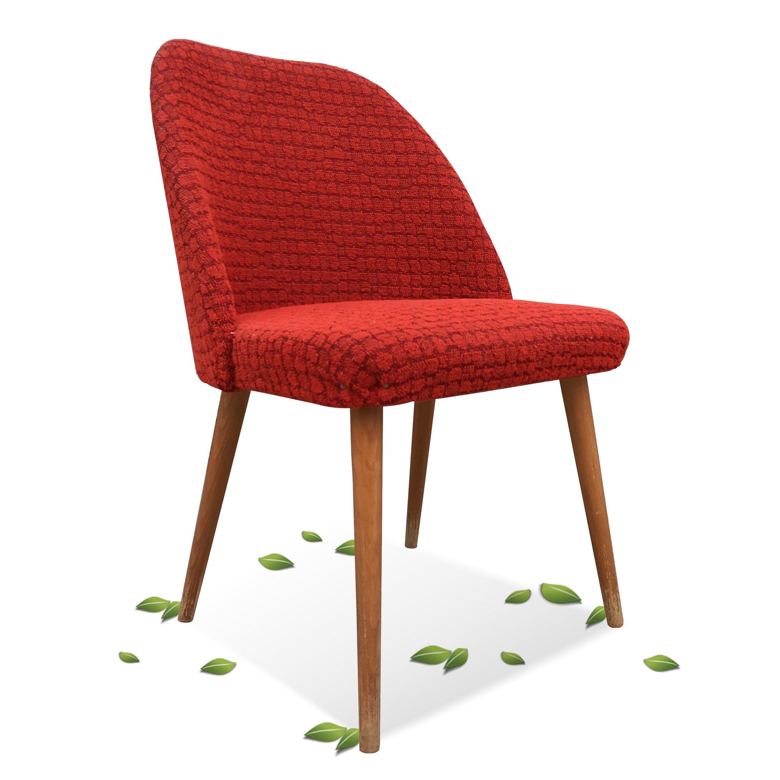 Cocktailsessel Vintage Midcentury 50er- 60er-Jahre Holz rot Stühle Retro Design Original alt