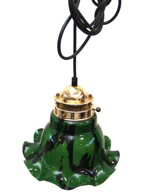 Luster Glas Messing grün weiß unterfangen