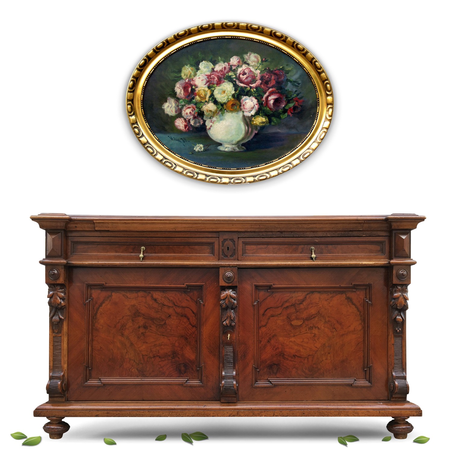 Kommode Sideboard Anrichte antik beschnitzt Marmorplatte groß Kommode antik, großes Sideboard beschnitzt, Anrichte mit Marmorplatte