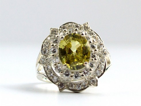 925 Silber Ring Cocktailring Peridot