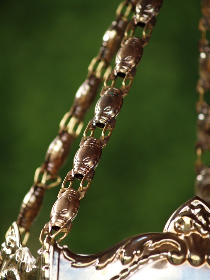 Luster Jugendstil Messing Glasstäbchen 